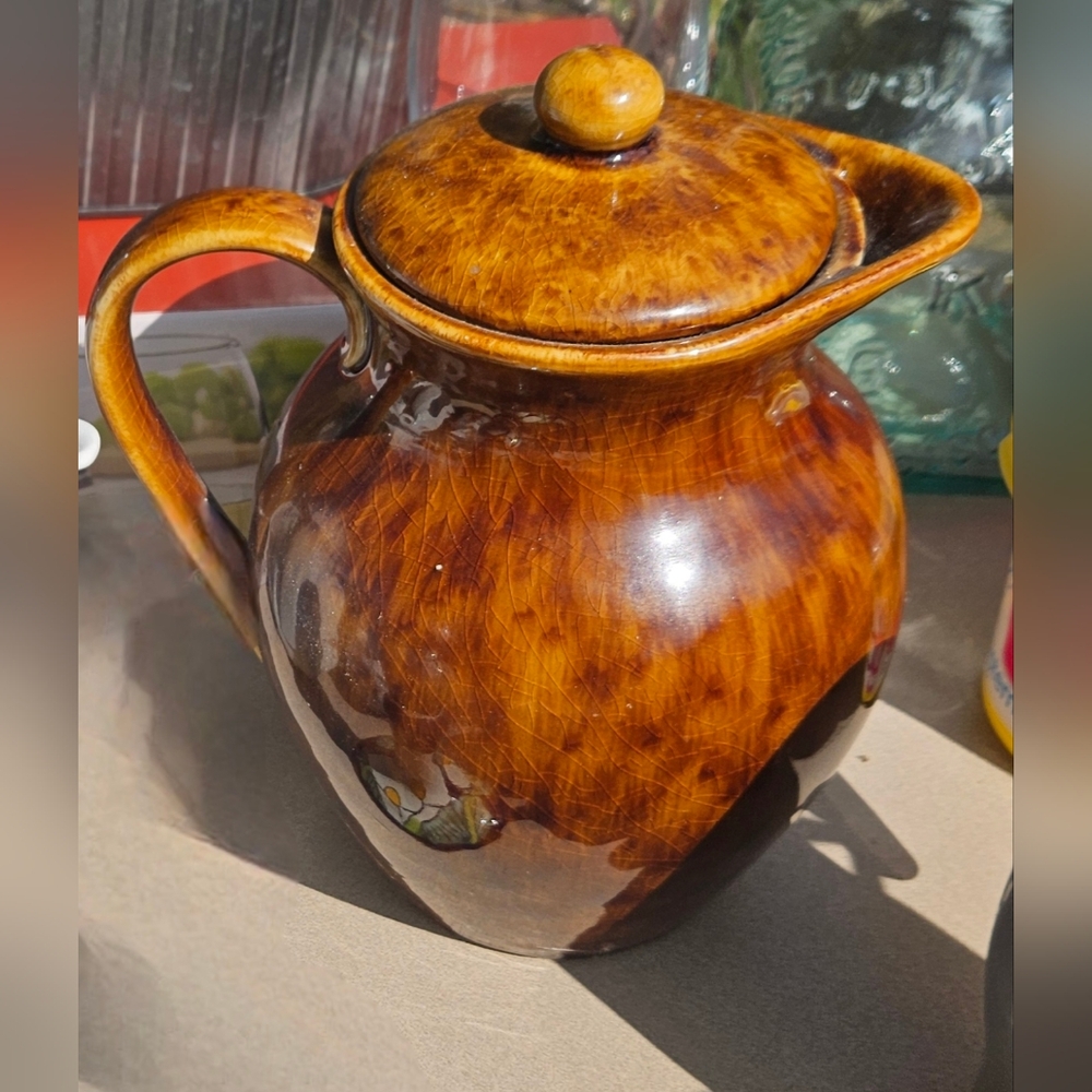 Elegant Brown Glaze Ceramic Pitcher